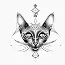 cat with third eye on forehead tattoo design idea