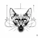 cat with third eye on forehead tattoo design idea