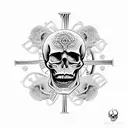 vertical skull sand clock  tattoo design idea