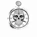 vertical skull sand clock  tattoo design idea
