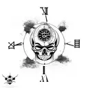 vertical skull sand clock  tattoo design idea
