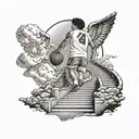 liangelo ball back tattoo with stairway to heaven tattoo design idea
