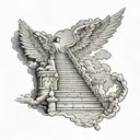 liangelo ball back tattoo with stairway to heaven tattoo design idea