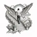 liangelo ball back tattoo with stairway to heaven tattoo design idea