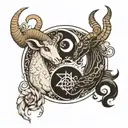 aries and a capricorn making a yin yang tattoo design idea