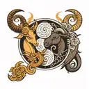 aries and a capricorn making a yin yang tattoo design idea