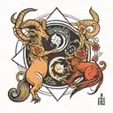 aries and a capricorn making a yin yang tattoo design idea