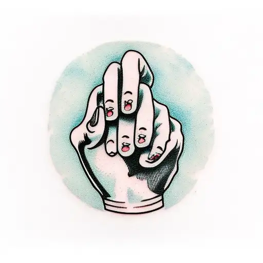 Praying hands with knife stabbing them tattoo design idea