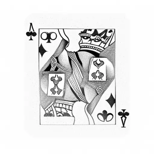 playing cards, 3 of hearts in front of an ace of spades tattoo design idea