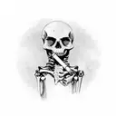 skeleton smoking cigarette tattoo design idea