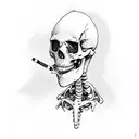 skeleton smoking cigarette tattoo design idea