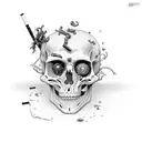 skeleton smoking cigarette tattoo design idea