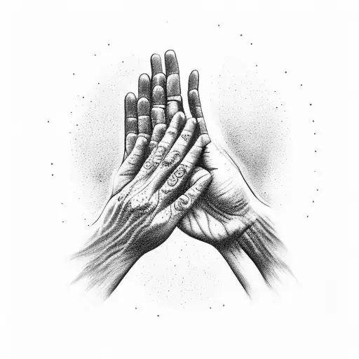 praying hands with the name Roberto written on it tattoo design idea