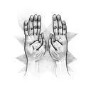 praying hands with the name Roberto written on it tattoo design idea