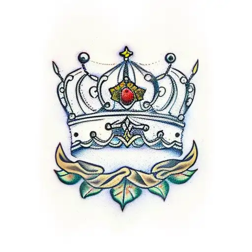 Queen's Crown and Roses tattoo design idea