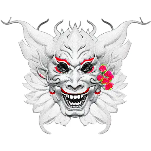 Hannya mask cherry blossoms  tattoo design idea