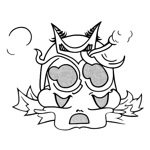 lover boy with devil horns tattoo design idea