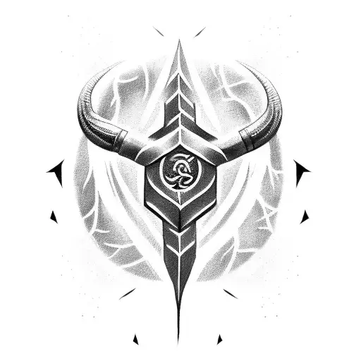 A tattoo featuring a powerful image of Thor's hammer Mjolnir surrounded by lightning bolts, symbolizing strength and determination in both sport and IT tattoo design idea
