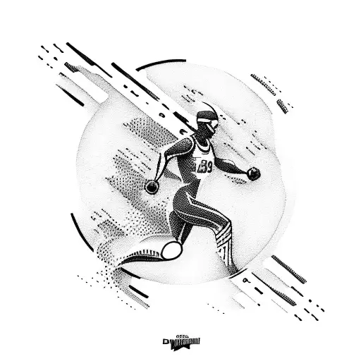 A triathlon-themed tattoo incorporating elements of swimming, cycling, and running, with a futuristic twist inspired by Marvel superheroes tattoo design idea