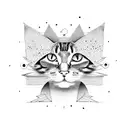 a peeking cat inside a cardboard box with kintsugi design tattoo design idea