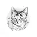 a peeking cat inside a cardboard box with kintsugi design tattoo design idea