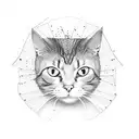 kintsugi cardboard box with a peeking cat tattoo design idea