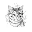 kintsugi cardboard box with a peeking cat tattoo design idea