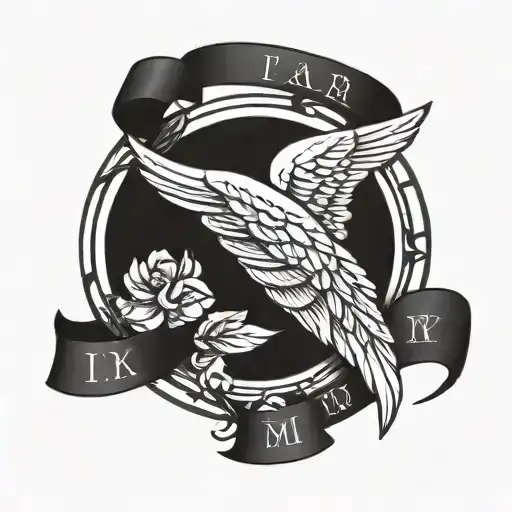 draw a tattoo on my bicep, with a date with roman numerals and an angel wing painted on it tattoo design idea