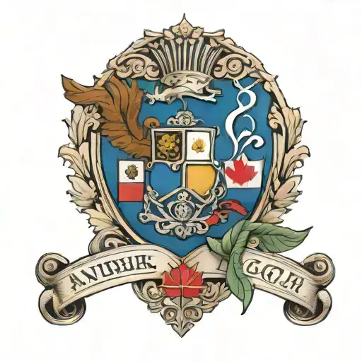 ANDERSON AND ENRIGHT COATS OR ARMS AND A CANADIAN GLAG tattoo design idea