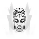queen African lady holding a planet  tattoo design idea