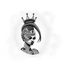 queen African lady holding a planet  tattoo design idea