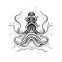 Kraken with boats in bottles tattoo design idea