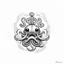 Kraken with boats in bottles tattoo design idea
