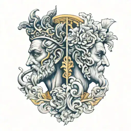 two-faced God Janus tattoo design idea