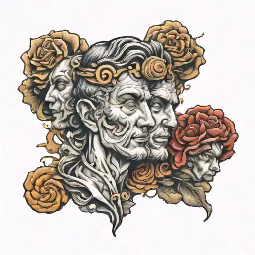 two-faced God Janus fore arm tattoo tattoo design idea