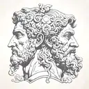 two faced God Janus tattoo design idea