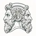two faced God Janus tattoo design idea