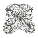 two faced God Janus tattoo design idea