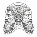 two faced God Janus tattoo design idea