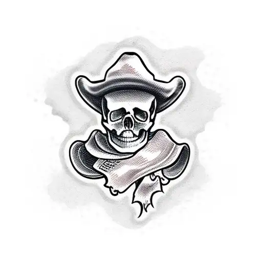 Old School Skull Cowboy  Cowboy Skull Tattoo Designs  Free Transparent  PNG Clipart Images Download