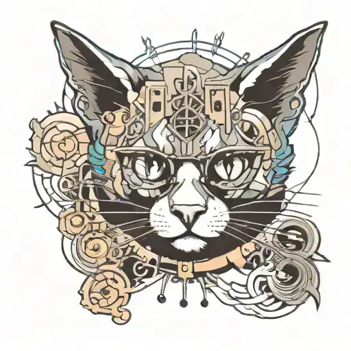 a schrodinger cat tattoo with more positive elements in it tattoo design idea