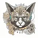 a schrodinger cat tattoo with more positive elements in it tattoo design idea