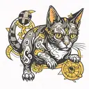 a schrodinger cat tattoo with more positive elements in it tattoo design idea