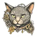 a schrodinger cat tattoo with more positive elements in it tattoo design idea