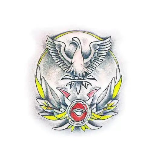 yellow bird silver wreath tattoo design idea