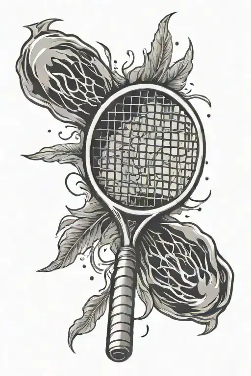badminton racket with thunder bolt  tattoo design idea