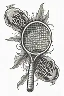 badminton racket with thunder bolt  tattoo design idea