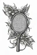 badminton racket with thunder bolt  tattoo design idea
