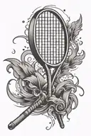 badminton racket with thunder bolt striking tattoo design idea