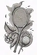 badminton racket with thunder bolt striking tattoo design idea